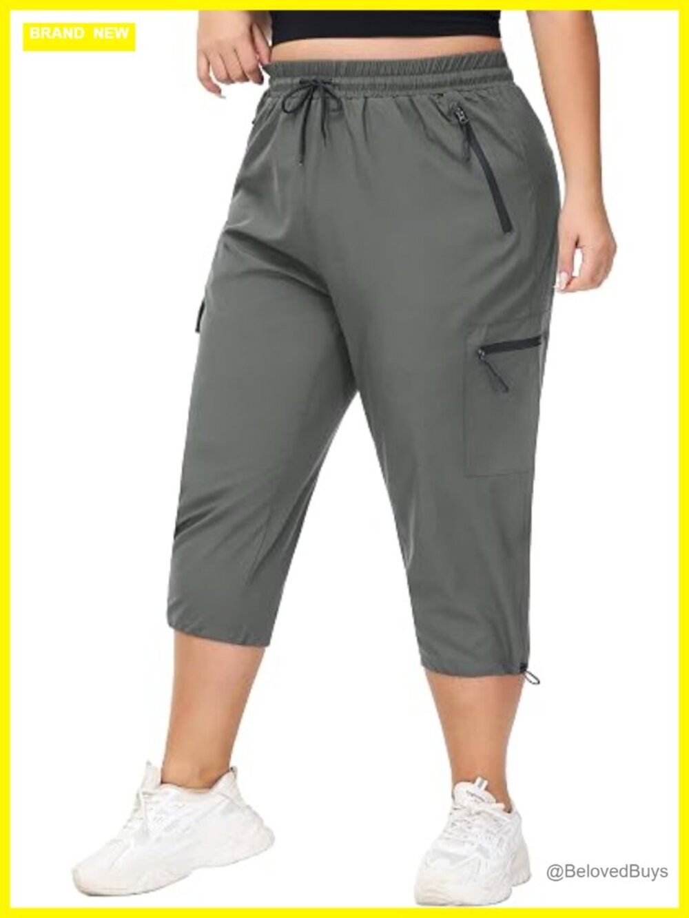 Women's Plus Size Cargo Hiking Capris Pants Lightweight Quick Dry Travel